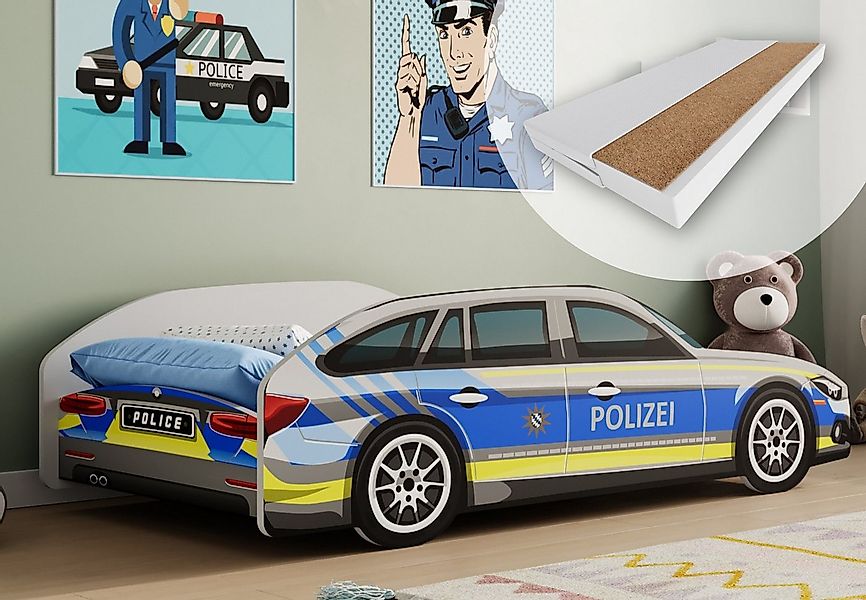 Kids Collective Autobett Kinderbett Jugendbett 70x140 und 80x160 cm Polizei günstig online kaufen