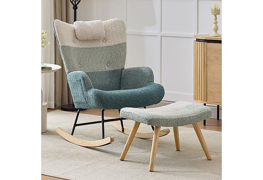 HAUSS SPOLE Schaukelstuhl mit Fußbank, Beine aus Gummiholz, Gestell aus Eis günstig online kaufen