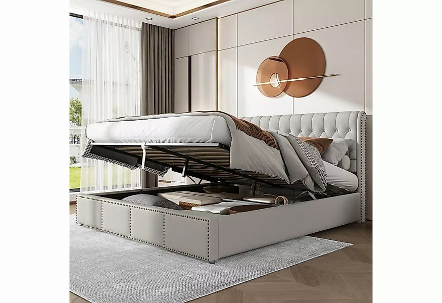 REDOM Polsterbett Doppelbett (140 x 200 cm, ohne Matratze), mit Hydraulikhe günstig online kaufen