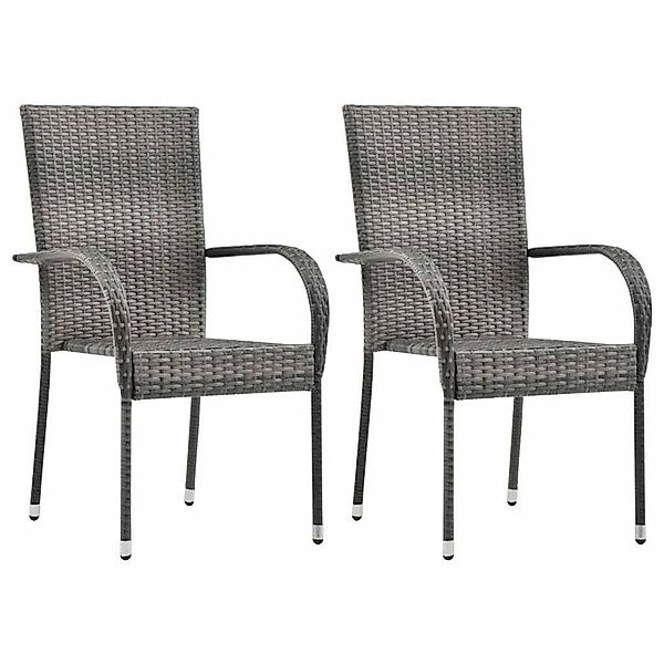 vidaXL Gartenstühle Stapelbar 2 Stk Grau Poly Rattan 46464 günstig online kaufen