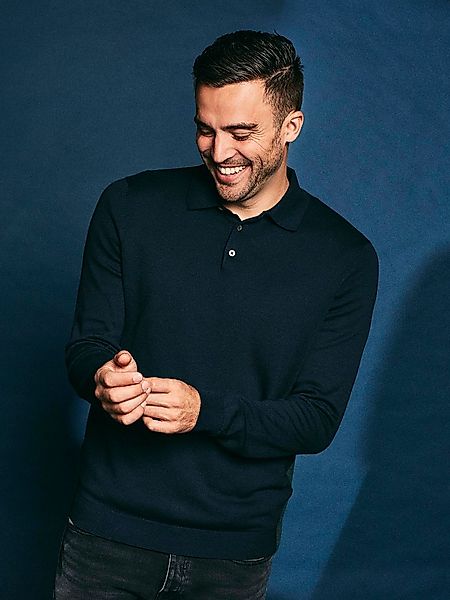 Suitable Longsleeve Poloshirt Flat Knit Navy - Größe S günstig online kaufen