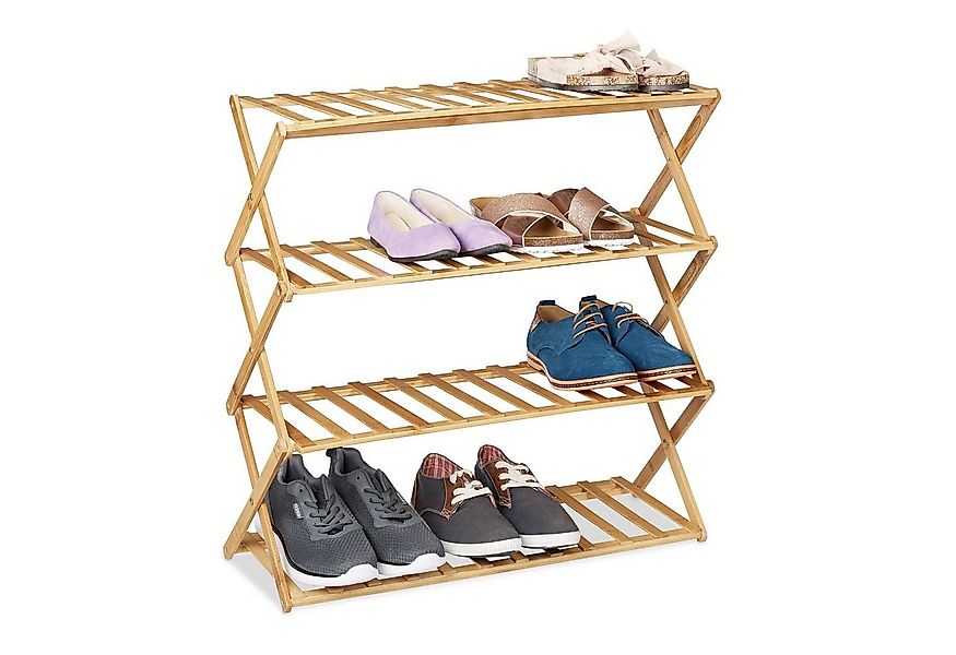 relaxdays Schuhregal Faltbares Schuhregal aus Bambus günstig online kaufen