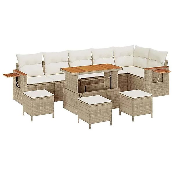 vidaXL Gartensofa-Set mit Kissen 12 Stk Beige und Creme Poly-Rattan 3365151 günstig online kaufen