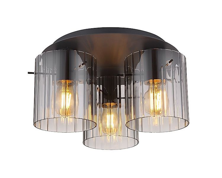 GLOBO LIGHTING Deckenleuchte Tiril, ohne Leuchtmittel, Rauchglasschirme ger günstig online kaufen