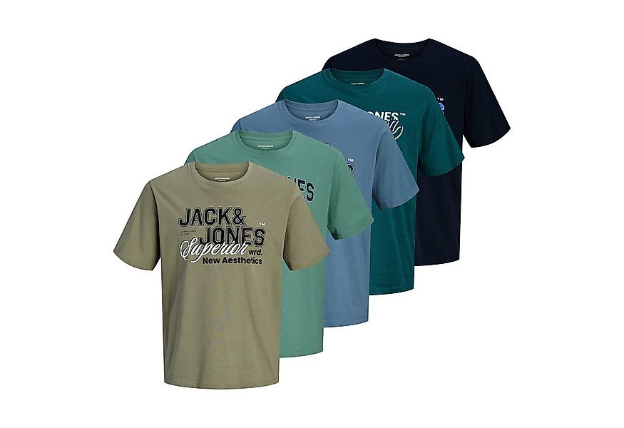Jack & Jones T-Shirt 5er Pack Logo Tee SS O-Neck mit verschiedenen Prints günstig online kaufen