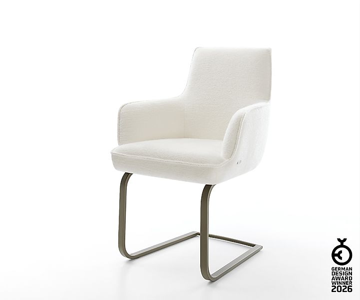 Freischwinger Heira-Flex mit Armlehnen Bouclé Soft Beige Freischwinger flac günstig online kaufen