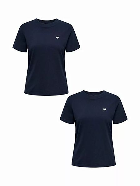 JACQUELINE de YONG T-Shirt T-Shirt 2er-Set Rundhals Kurzarn lockeres Baumwo günstig online kaufen