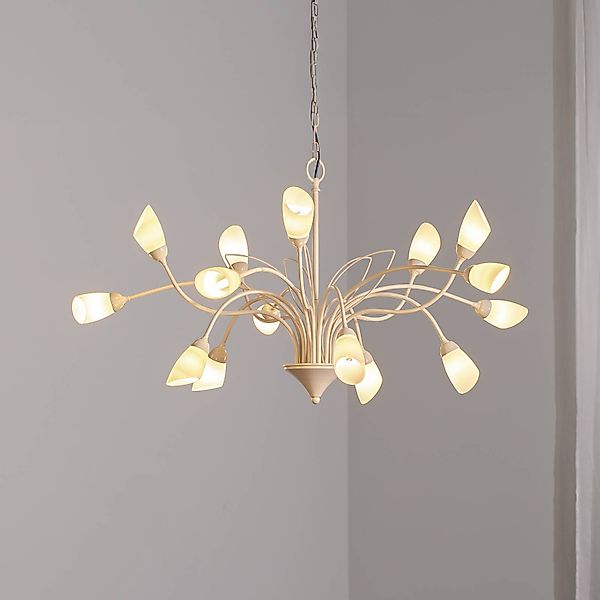 Pendelleuchte Gloriosa, Glas, creme, 15-flammig günstig online kaufen