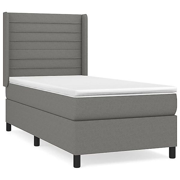 vidaXL Boxspringbett, Boxbett mit Matratze Dunkelgrau 90x200 cm Stoff günstig online kaufen