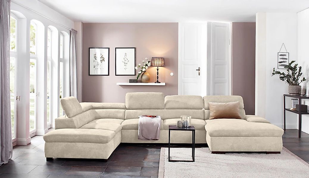 Home affaire Wohnlandschaft "Alberto U-Form" mit Kopfteilverstellung, wahlw günstig online kaufen