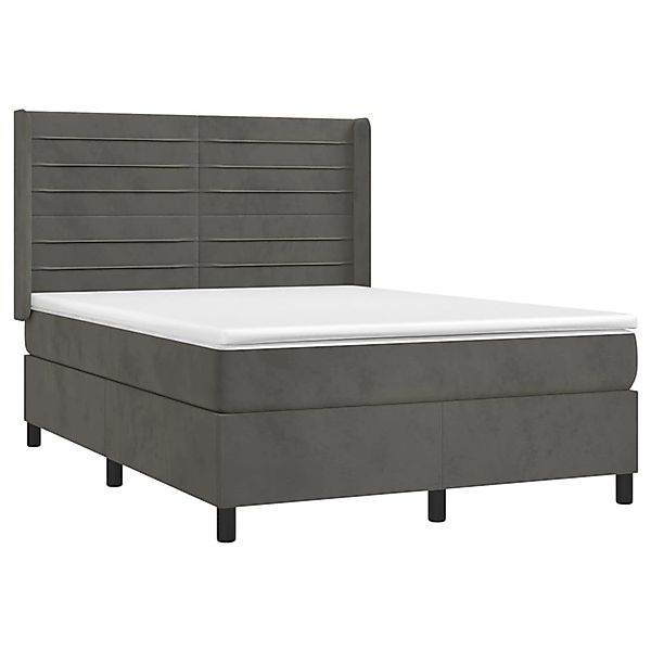 vidaXL Boxspringbett mit Matratze & LED Dunkelgrau 140x200 cm Samt 3139626 günstig online kaufen