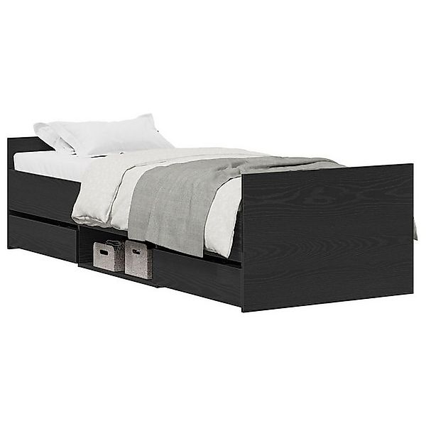 vidaXL Bett Bettgestell ohne Matratze Schwarz Eiche 75x190 cm Holzwerkstoff günstig online kaufen