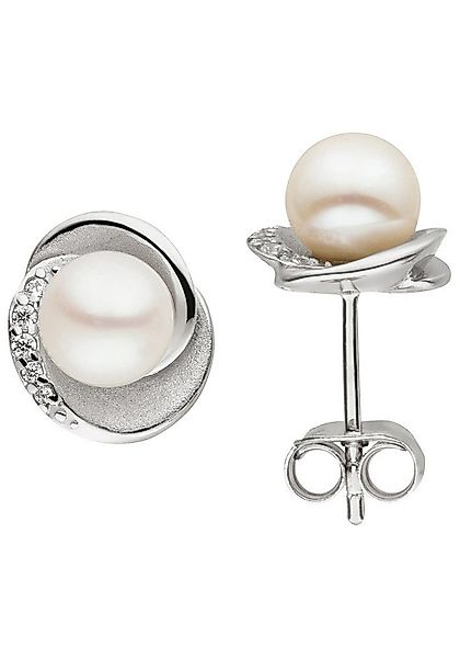 JOBO Paar Ohrstecker, 925 Silber mit Süßwasser-Zuchtperlen und 10 Zirkonia günstig online kaufen