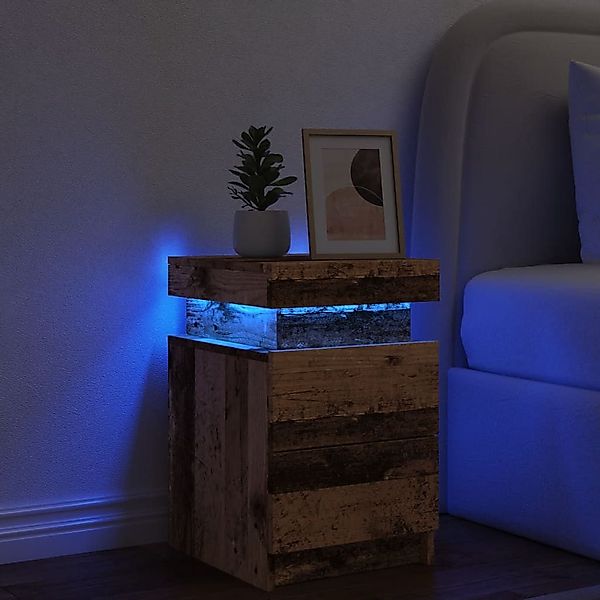 vidaXL Nachttisch, LED-Nachttisch Altholz-Optik 35x39x55 cm günstig online kaufen