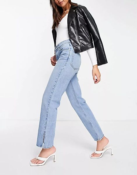 ASOS DESIGN – Jeans mit geradem Schnitt, niedrigem Bund, mittlerer Waschung günstig online kaufen