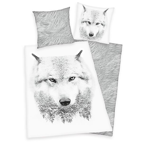 Herding Kinderbettwäsche Bettwäsche Set mit Wolf günstig online kaufen