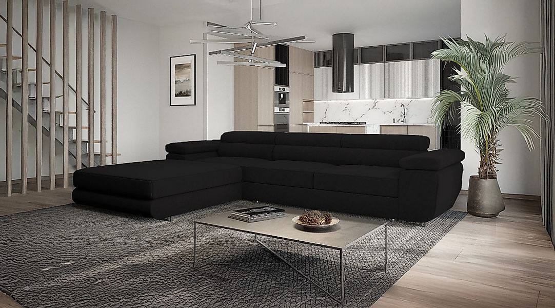 Goldstoff Ecksofa mit Schlaffunktion und Bettkasten, günstig online kaufen