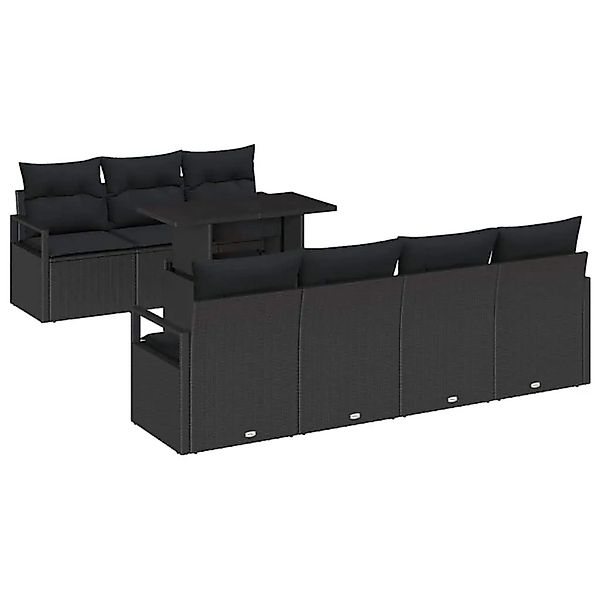 vidaXL Gartensofa-set mit Speicher 8-Tlg Schwarz Poly-Rattan 3348769 günstig online kaufen
