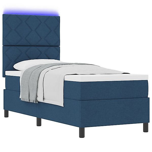 vidaXL Bett Boxspringbett mit Matratze & LED Blau 80x200 cm Stoff (1-tlg) günstig online kaufen