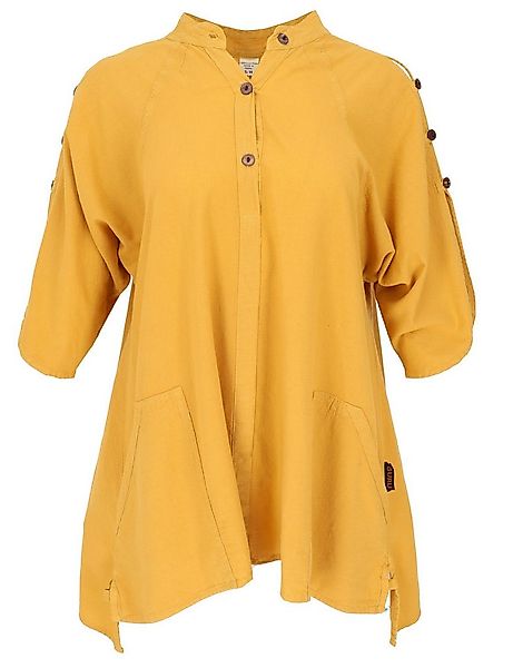 Guru-Shop Longbluse Bequeme Baumwoll-Tunikabluse mit Kokosknöpfen,.. günstig online kaufen