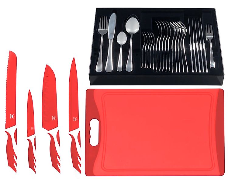 KING Besteck-Set ""BAS" inkl. Etui, 4 Küchenmesser und 1 Schneidebrett" günstig online kaufen
