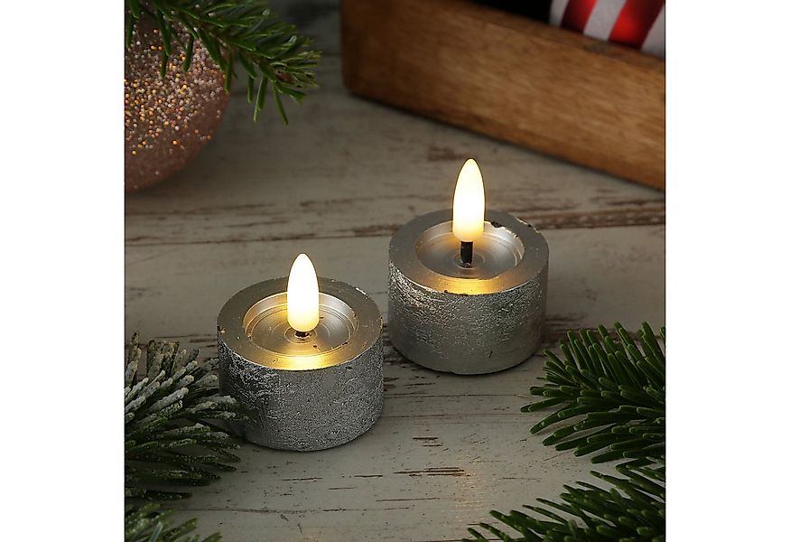 MARELIDA LED-Kerze LED Teelichter Lina Rustik Optik mit Batterien Echtwachs günstig online kaufen