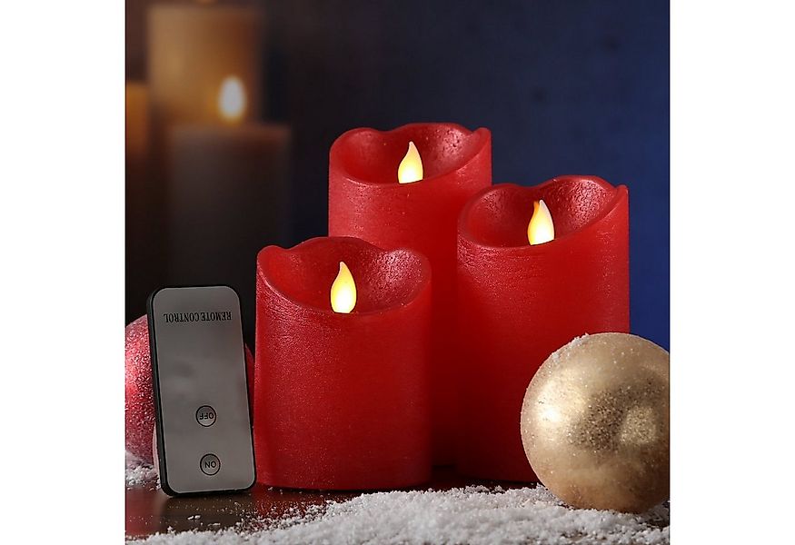 MARELIDA LED-Kerze LED Kerzenset Rustik-Optik mit beweglicher Flamme Fernb. günstig online kaufen