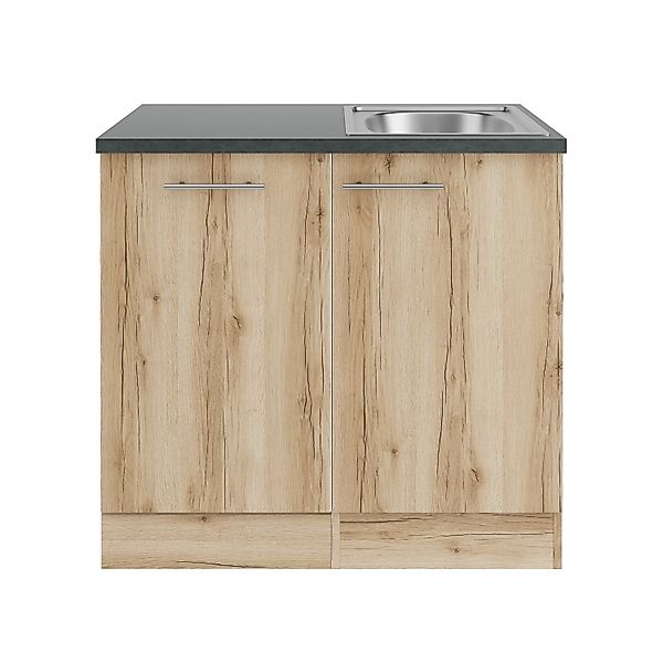 OPTIFIT Livorno290 Küchen-Spülenschrank-Set Wildeiche Nachbildung günstig online kaufen