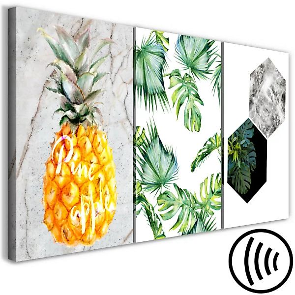 Wandbild Tropische Symbole - Triptychon mit Natur und Marmorelementen XXL günstig online kaufen