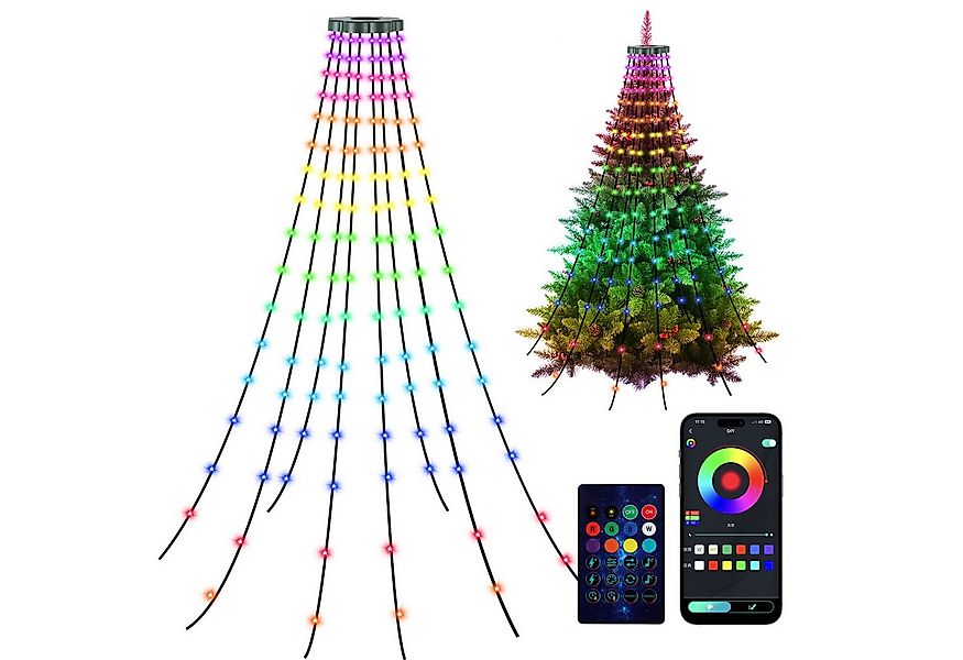 Clanmacy LED-Lichterkette LED Lichterkette Weihnachtsbaum Baummantel APP-Ko günstig online kaufen
