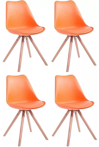 4er Set Stühle Toulouse Kunstleder Rund Natura  Orange günstig online kaufen