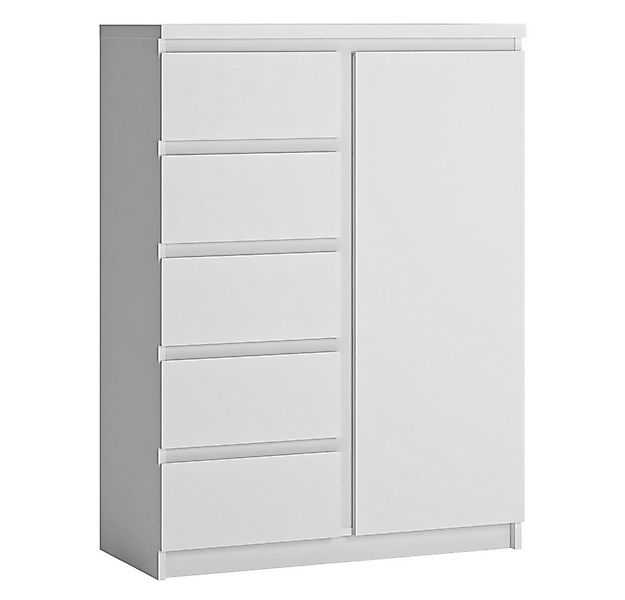 Lomadox Highboard FORTALEZA-129, in weiß, 1 Tür, 5 Schubladen, B/H/T ca. 83 günstig online kaufen