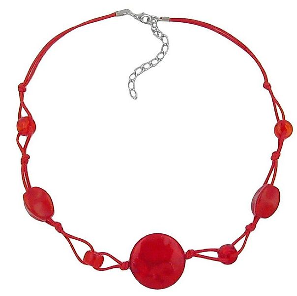 unbespielt Collier Kette Scheibe Kunststoff-Perlen korallenrot-seidig 45 cm günstig online kaufen
