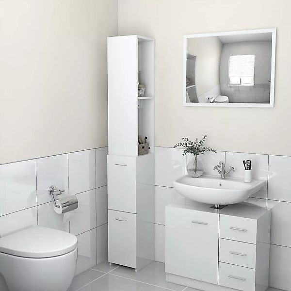 Badezimmerschrank Hochglanz-weiß 25x25x170 Cm Spanplatte günstig online kaufen