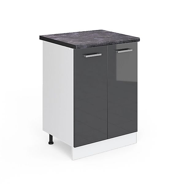 Vicco Küchenunterschrank R-Line Anthrazit Hochglanz/Weiß 60 cm AP Eiche günstig online kaufen