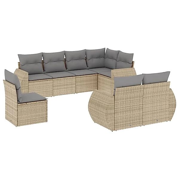 vidaXL 8-Tlg Garten-Sofagarnitur mit Kissen Beige Poly Rattan 3221638 günstig online kaufen