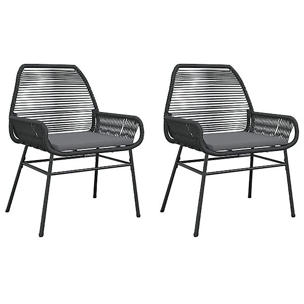 vidaXL Gartenstühle 2 Stk mit Kissen Schwarz Poly Rattan 369095 günstig online kaufen