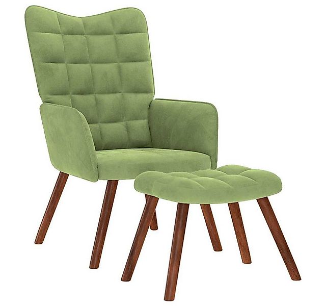 vidaXL Sessel Relaxsessel mit Hocker Hellgrün Samt (1-St) günstig online kaufen