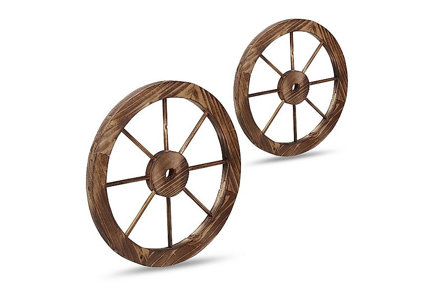 relaxdays Wanddekoobjekt Wagenrad aus Holz 60cm 2er Set (2 St) günstig online kaufen