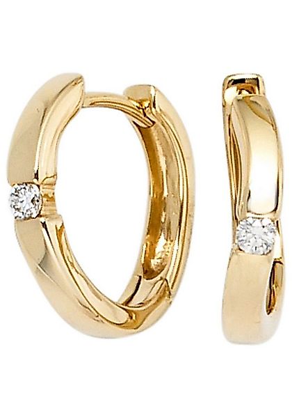 JOBO Paar Creolen, 585 Gold mit 2 Diamanten günstig online kaufen
