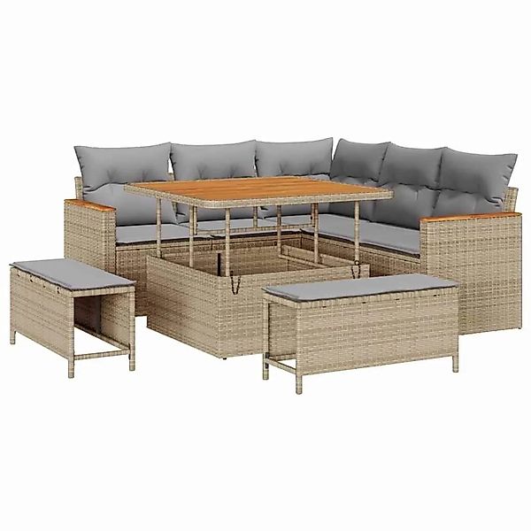vidaXL Gartensofa-Set mit Kissen 8 Stk Beige Poly Rattan 3364987 günstig online kaufen