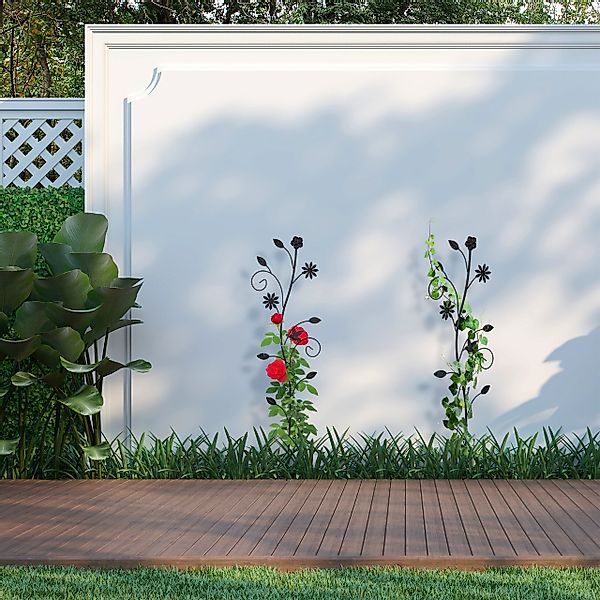 relaxdays Rankhilfe Rankgitter Blumendesign, 2er Set, günstig online kaufen
