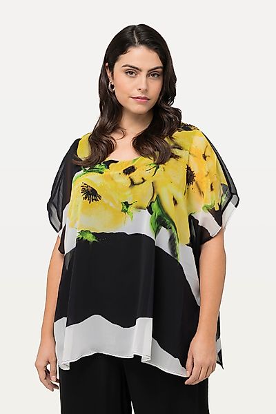 Ulla Popken Druckbluse Blusenshirt doppellagig A-Linie günstig online kaufen