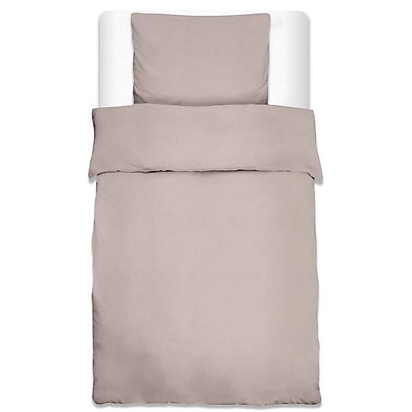 Beautissu Julie Bettwäsche 155x220cm + Kissenbezug 80x80cm Taupe Renforcé günstig online kaufen