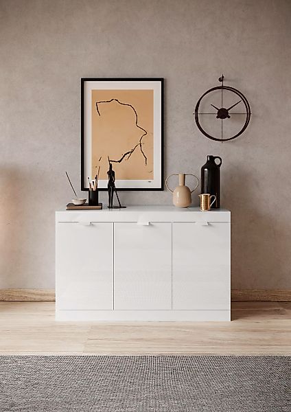 INOSIGN Sideboard "Slim", Breite 136 cm, weiß Hochglanz Lack günstig online kaufen