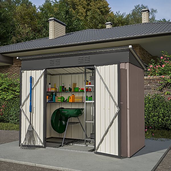 autolock Gerätehaus Gartenhaus Metallgerätehaus Gartenschuppen wetterfest, günstig online kaufen