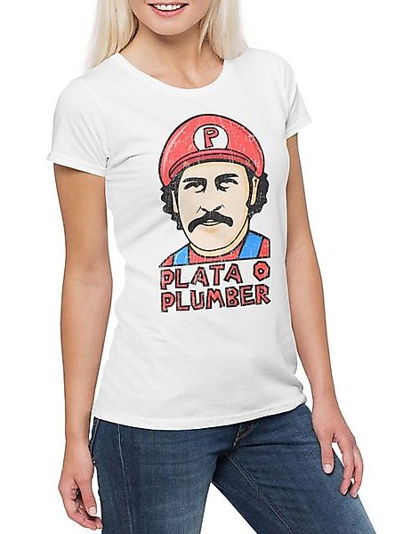Urban Backwoods Print-Shirt Plata O Plumber Damen T-Shirt Pablo Mario Escob günstig online kaufen