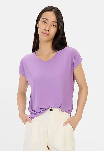 camel active T-Shirt aus elastischer Viskose Kurzarm V-Ausschnitt günstig online kaufen