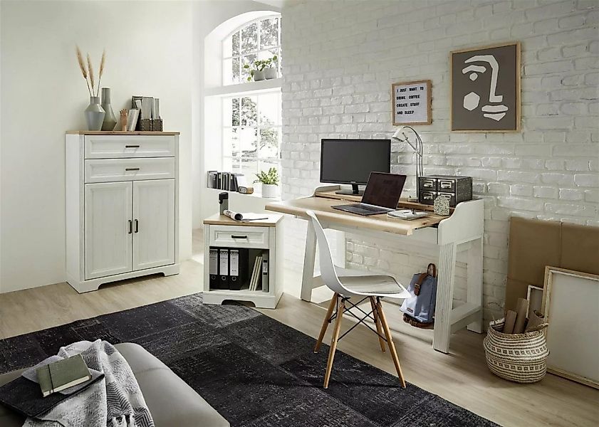 möbelando Aktenschrank Jasmin (3-St) Büro-Set im modernen Landhausstil in P günstig online kaufen