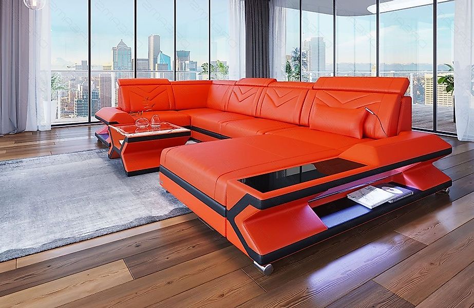 Sofa Dreams Wohnlandschaft Ledersofa Ledercouch Napoli U Form Leder Sofa, C günstig online kaufen